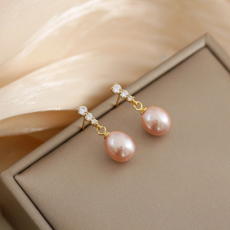 French Style All-match Fashion Earrings $14.99 Dana Fashion Color: Pink Women's Accessories Product information: Treatment Process: Electroplating Color: oval pearl zircon earrings-white, oval pearl zircon earrings-pink Applicable population: Female Mater