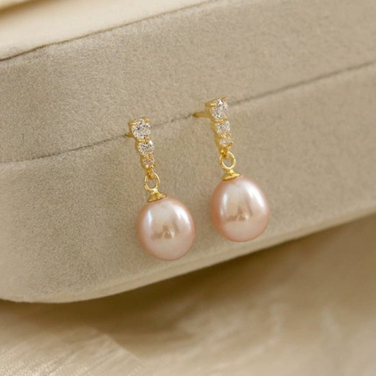 French Style All-match Fashion Earrings $14.99 Dana Fashion Color: Pink Women's Accessories Product information: Treatment Process: Electroplating Color: oval pearl zircon earrings-white, oval pearl zircon earrings-pink Applicable population: Female Mater