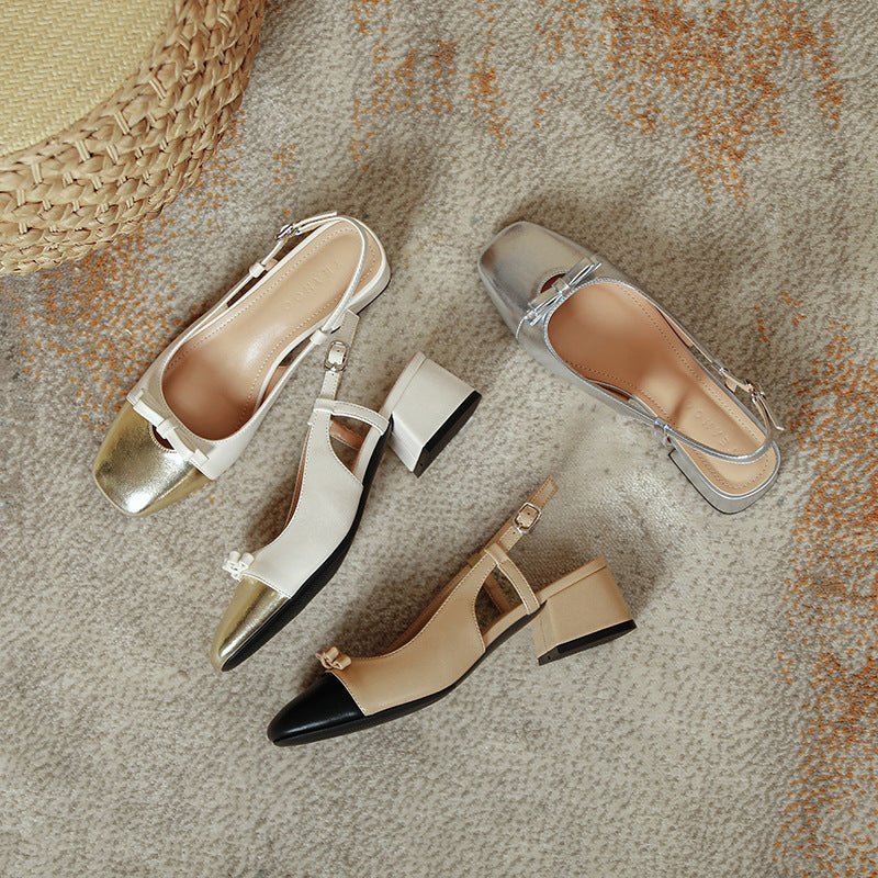 French Style Fairy Square Bow Color-matching Sandals $85.50 Dana Fashion Color: Black And Brown Size: 35 Women's shoes Product information: Lining material: PU Toe holder shape: round head Color: Black and Brown, silver, gold and apricot Shoe Upper materi