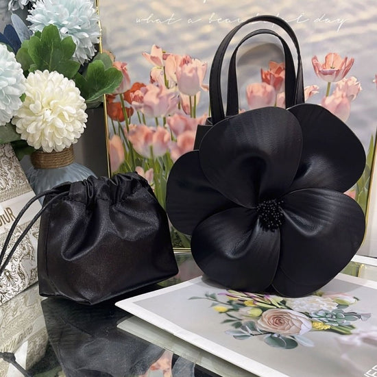 French Style Petal Flower Tote Bag One Shoulder Crossbody $78.50 Dana Fashion Color: Classic Black Women's Bags Product information: Lining texture: no lining Color: pink, classic black, red, champagne gold Outer bag type: open pocket Hardness: medium Mat
