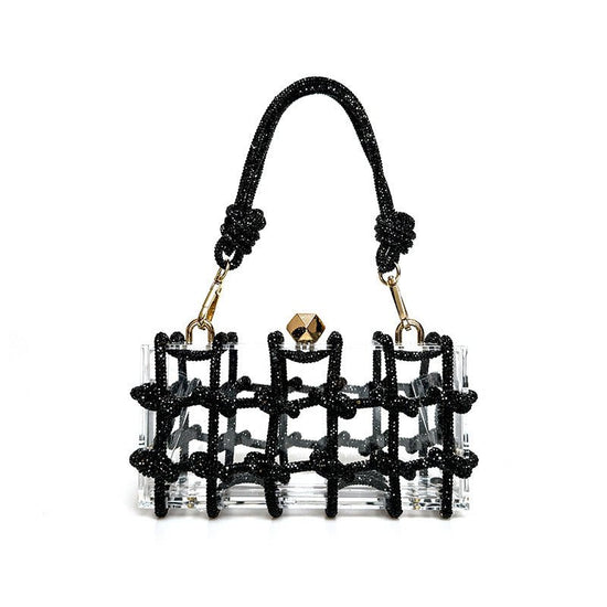 French Sweet Shiny Rhinestone Banquet Small Square Bag $75.90 Dana Fashion Color: Black Women's Bags Product information: Applicable scenario: Daily configuration Color: Champagne Gold, rainbow color, dark green, black, big red, rose red, silver, dark blu