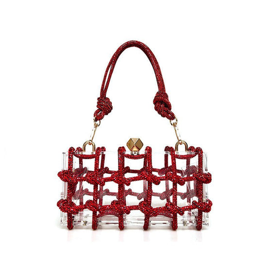 French Sweet Shiny Rhinestone Banquet Small Square Bag $75.90 Dana Fashion Color: Bright Red Women's Bags Product information: Applicable scenario: Daily configuration Color: Champagne Gold, rainbow color, dark green, black, big red, rose red, silver, dar