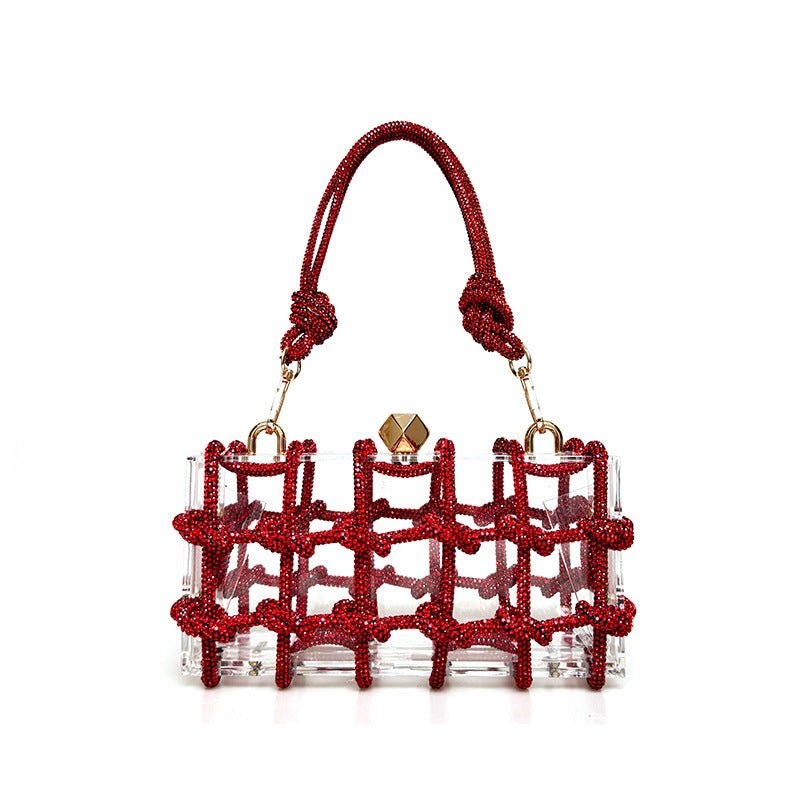 French Sweet Shiny Rhinestone Banquet Small Square Bag $75.90 Dana Fashion Color: Bright Red Women's Bags Product information: Applicable scenario: Daily configuration Color: Champagne Gold, rainbow color, dark green, black, big red, rose red, silver, dar