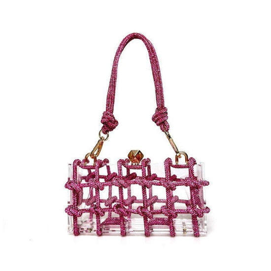 French Sweet Shiny Rhinestone Banquet Small Square Bag $75.90 Dana Fashion Color: Pink Women's Bags Product information: Applicable scenario: Daily configuration Color: Champagne Gold, rainbow color, dark green, black, big red, rose red, silver, dark blue