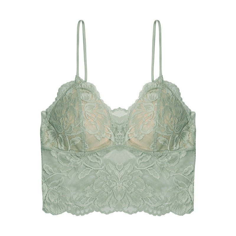 French Underwear Lace Bra Women $49.99 Dana Fashion Color: Mint Green Single Bra Size: L Women's clothing Product information: Shoulder strap type: fixed double-shoulder strap Fabric name: lace Color: white (single bra), Black (single bra), mint green (si