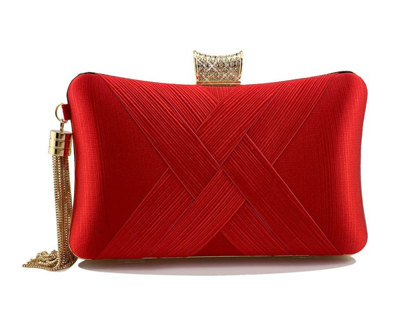 Fringed Metal Braided Diamond Buckle Banquet Evening Clutch Shoulder Bag $37.24 Dana Fashion Color: Red Women's Bags Product information: Product category: dinner bag Material: Polyester Opening method: lock Carrying parts: soft handle Strap root number: