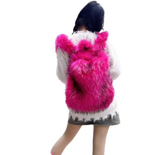 Fur Hot Girl Plush Backpack $89.00 Dana Fashion Color: Black Women's Bags Product information: Lining texture: PU Applicable scenario: leisure travel Color: white, sapphire blue, black, red, Lake blue, gray, orange red, glittering powder, starry sky, rose