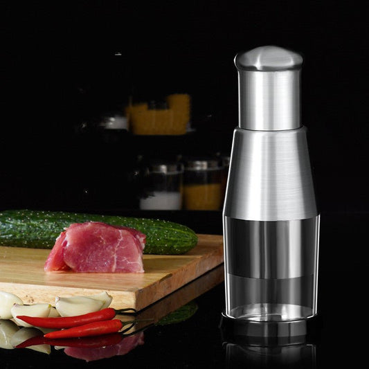 Garlic Crusher Onion Chopper Multipeler Vegetables Chopper Manual Garlic Press Machine Garlic Squeezer Kitchen Gadget $26.23 Dana Fashion format: Black Dana's Kitchen Overview: The stainless steel onion chopper is ideal for chopping onions, vegetables, an