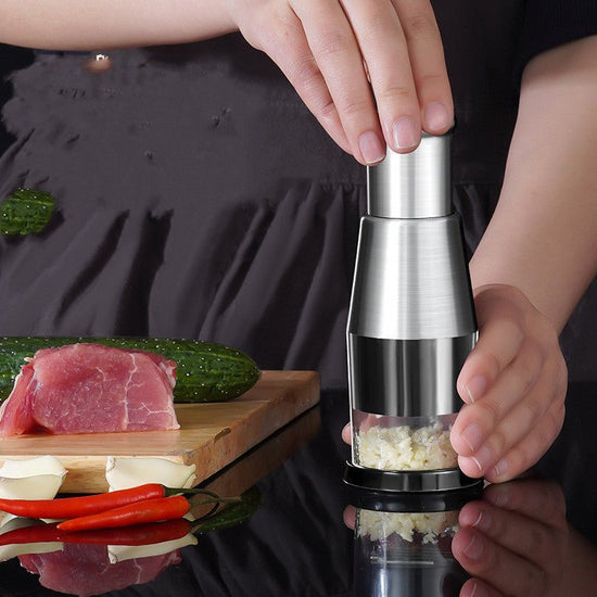 Garlic Crusher Onion Chopper Multipeler Vegetables Chopper Manual Garlic Press Machine Garlic Squeezer Kitchen Gadget $26.23 Dana Fashion format: Black Dana's Kitchen Overview: The stainless steel onion chopper is ideal for chopping onions, vegetables, an