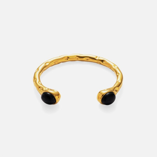 Genuine Gold Plated Titanium Steel Exquisite Zircon Opening Bracelet $35.00 Dana Fashion Color: Black Women's Accessories Product information: Process: Electroplating Color: white, black, red, green, pink Material: titanium steel Size: Opening Popular ele