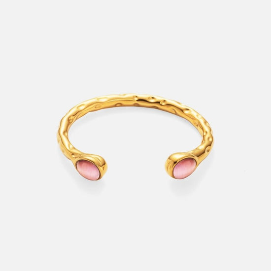 Genuine Gold Plated Titanium Steel Exquisite Zircon Opening Bracelet $35.00 Dana Fashion Color: Pink Women's Accessories Product information: Process: Electroplating Color: white, black, red, green, pink Material: titanium steel Size: Opening Popular elem