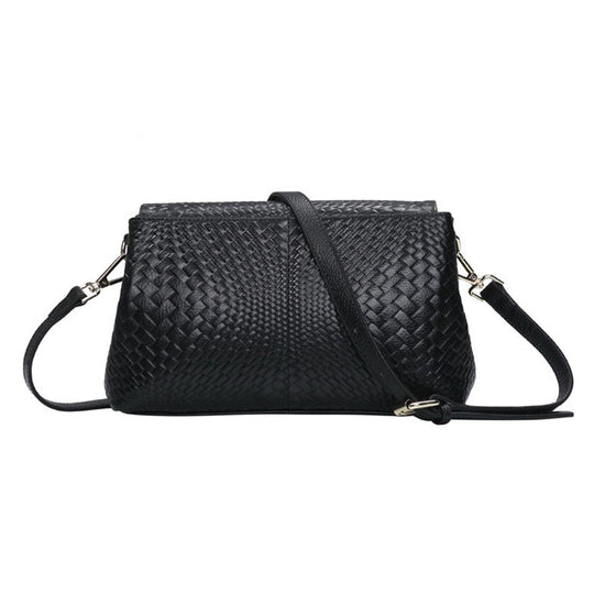 Genuine Leather Women's Woven Bag Crossbody Small Bag Women's Shoulder Messenger Bag $120.00 Dana Fashion Color: Black Women's Bags Product information: Lining texture: Polyester Pattern: solid color Color: Black Processing Method: embossing Outer bag typ