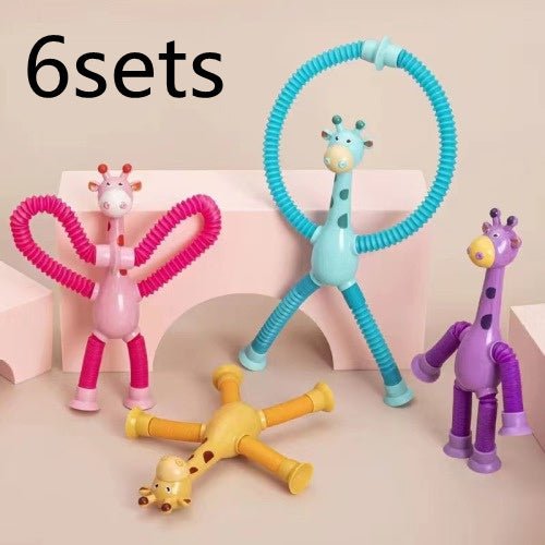 Giraffe Tubes Sensory Toys Novelty Spring Fidget Toy Stretch Tube Stress Relief Toy For Kid Birthday Gift Party Favors $28.85 Dana Fashion Color: 4color 6sets style: Without lamp Baby & Mother Overview: 【4-in-1 Innovative Design】 These deformable fidget t