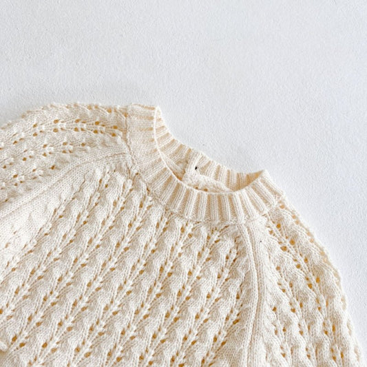 Girl Baby Knitted Hollow Waist Girdle Long Sleeves Harpy Dress Triangle $19.92 Dana Fashion Size: 100cm Baby Clothing Product information: Product name: female baby baby knitted garment Closed style: hidden button Size information: Size Length bust Sleeve