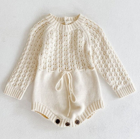 Girl Baby Knitted Hollow Waist Girdle Long Sleeves Harpy Dress Triangle $19.92 Dana Fashion Size: 100cm Baby Clothing Product information: Product name: female baby baby knitted garment Closed style: hidden button Size information: Size Length bust Sleeve