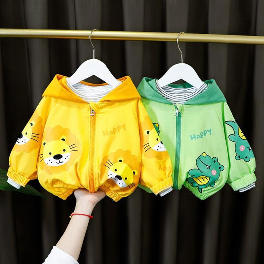 Girls All-match Casual Male Baby Female Baby Multicolor Cartoon Jacket $87.00 Dana Fashion Color: Green Child size: 100cm Baby Clothing Specification: Material: Cotton Fabric: Acetate Pattern: Cartoon animation Style: All-match Collar: Hooded Clothing pla