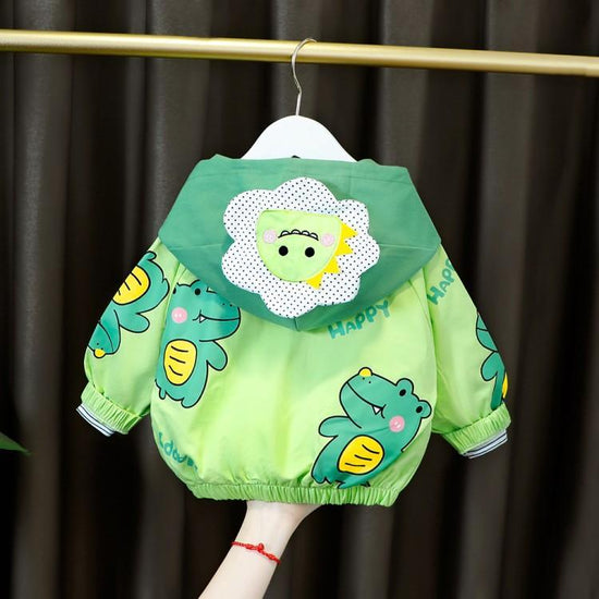 Girls All-match Casual Male Baby Female Baby Multicolor Cartoon Jacket $87.00 Dana Fashion Color: Green Child size: 100cm Baby Clothing Specification: Material: Cotton Fabric: Acetate Pattern: Cartoon animation Style: All-match Collar: Hooded Clothing pla