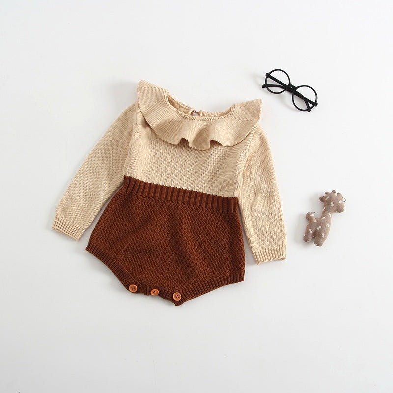 Girls' baby knitted wool jumpsuit romper $21.12 Dana Fashion Color: Brown Size: 100cm Baby Clothing Style: short climb Closure style: pullover Applicable gender: female Sleeve length: long sleeve Material name: Cotton Main fabric composition: cotton Main