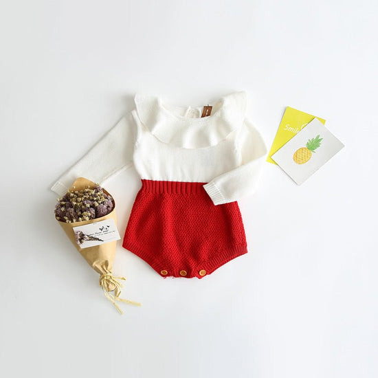 Girls' baby knitted wool jumpsuit romper $21.12 Dana Fashion Color: Red Size: 100cm Baby Clothing Style: short climb Closure style: pullover Applicable gender: female Sleeve length: long sleeve Material name: Cotton Main fabric composition: cotton Main fa