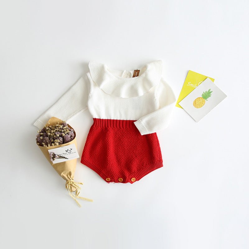 Girls' baby knitted wool jumpsuit romper $21.12 Dana Fashion Color: Red Size: 100cm Baby Clothing Style: short climb Closure style: pullover Applicable gender: female Sleeve length: long sleeve Material name: Cotton Main fabric composition: cotton Main fa