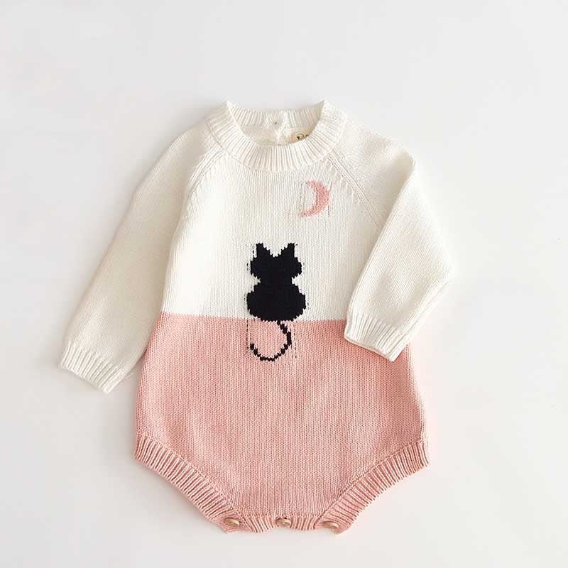 Girls' baby knitted wool jumpsuit romper $22.76 Dana Fashion Color: Pink cat Size: 100cm Baby Clothing Style: short climb Closure style: pullover Applicable gender: female Sleeve length: long sleeve Material name: Cotton Main fabric composition: cotton Ma