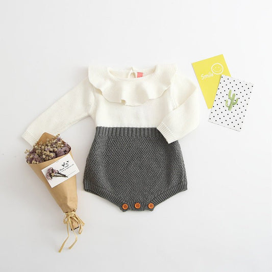 Girls' baby knitted wool jumpsuit romper $25.65 Dana Fashion Color: Blue Size: 100cm Baby Clothing Style: short climb Closure style: pullover Applicable gender: female Sleeve length: long sleeve Material name: Cotton Main fabric composition: cotton Main f