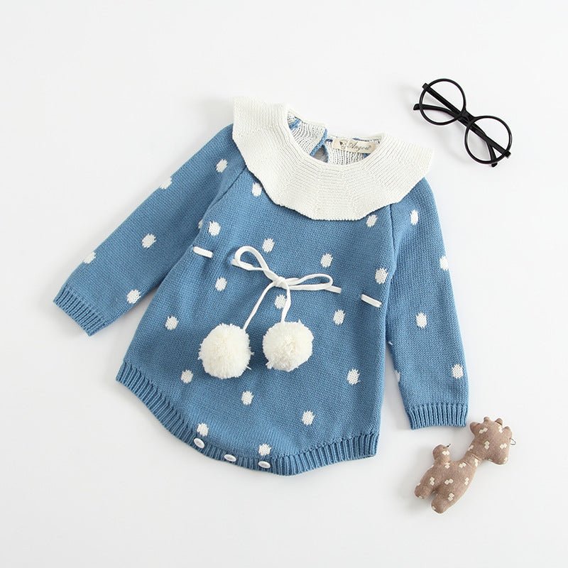 Girls' baby knitted wool jumpsuit romper $25.65 Dana Fashion Color: Blue Size: 100cm Baby Clothing Style: short climb Closure style: pullover Applicable gender: female Sleeve length: long sleeve Material name: Cotton Main fabric composition: cotton Main f