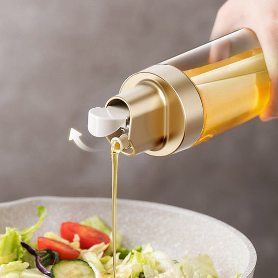 Glass Oil Kettle Automatic Opening And Closing Kitchen Gravity Sensor $15.50 Dana Fashion Color: Black gold Size: 500ml Dana's Kitchen Product information: Material: PP+Steel+Soda lime glass+Silicone Capacity: high-end model-platinum-500ml, high-end model