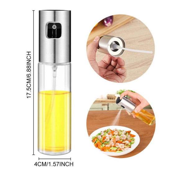 glass oil vinegar spray bottle $23.70 Dana Fashion format: 2pcs Space Silver Dana's Kitchen [name] ABS + glass oil vinegar spray bottle [material] ABS + high white glass [Specification] Diameter 4cm Height 17.5cm Single capacity 100ml [Features] Fine work