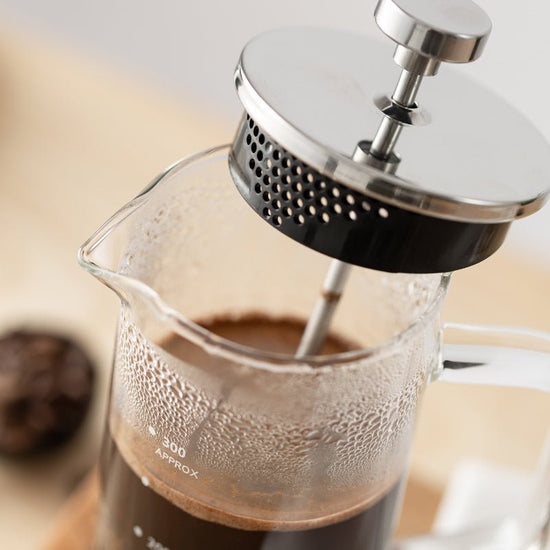 Glass Press Pot $32.35 Dana Fashion Color: Transparent Size: 350 ml Dana's Kitchen Model: CK8901 Material: Heat-resistant glass, stainless steel, PP, silicone Capacity: 350mL Color: black