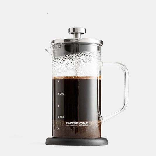 Glass Press Pot $32.35 Dana Fashion Color: Transparent Size: 350 ml Dana's Kitchen Model: CK8901 Material: Heat-resistant glass, stainless steel, PP, silicone Capacity: 350mL Color: black