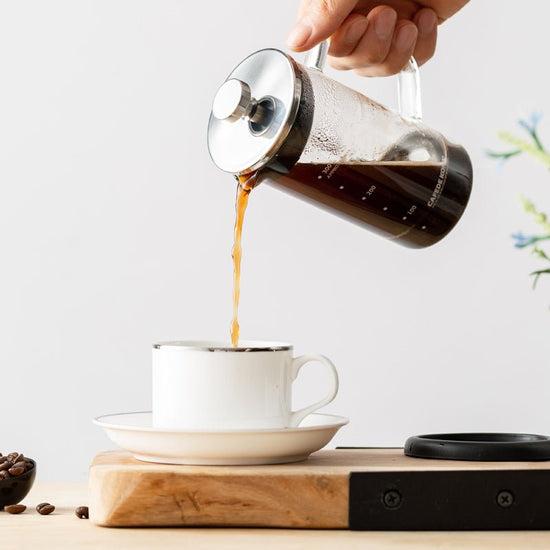Glass Press Pot $32.35 Dana Fashion Color: Transparent Size: 350 ml Dana's Kitchen Model: CK8901 Material: Heat-resistant glass, stainless steel, PP, silicone Capacity: 350mL Color: black