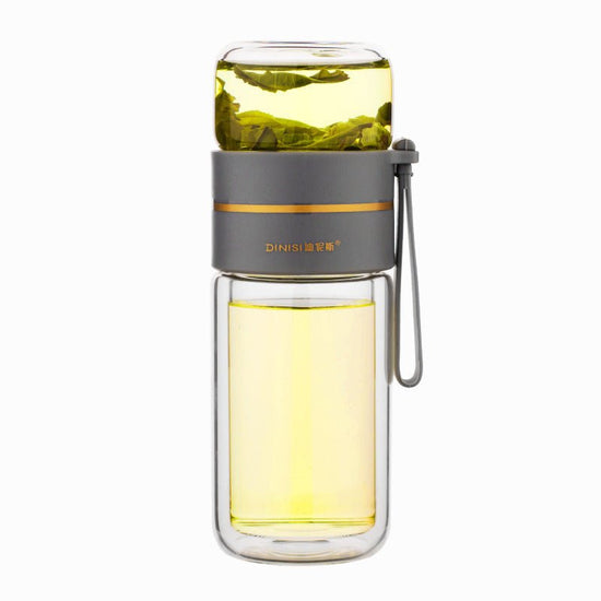 Glass Water Bottle With Tea Infuser Filter Tea Separation Double Wall Glass Bottle Leakproof Water Bottle $32.35 Dana Fashion Color: Black Capacity size: 400ml Dana's Kitchen Overview: 1. Tea water separation design, you can use the tea warehouse to make