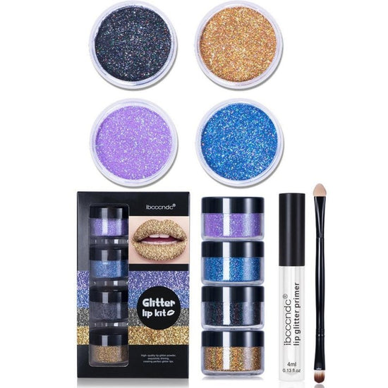 Glitter Lip Gloss Lipstick Shiny DIY Lip Gloss Diamond Waterproof Long Lasting Lipgloss Kit With Lip Primer Lip Tint Lips Makeup $19.00 Dana Fashion style: B makeup Overview: 1. Glitter Lip Gloss Set: You can use glitter lip gloss to create perfect shiny