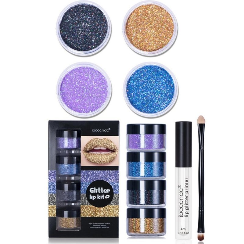 Glitter Lip Gloss Lipstick Shiny DIY Lip Gloss Diamond Waterproof Long Lasting Lipgloss Kit With Lip Primer Lip Tint Lips Makeup $19.00 Dana Fashion style: B makeup Overview: 1. Glitter Lip Gloss Set: You can use glitter lip gloss to create perfect shiny