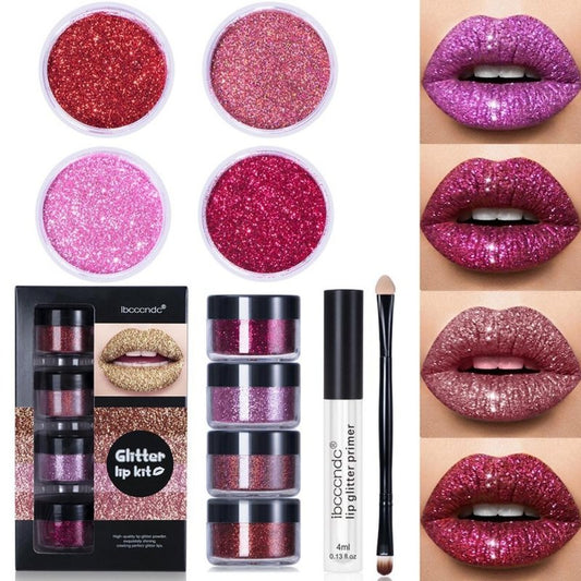 Glitter Lip Gloss Lipstick Shiny DIY Lip Gloss Diamond Waterproof Long Lasting Lipgloss Kit With Lip Primer Lip Tint Lips Makeup $19.00 Dana Fashion style: A makeup Overview: 1. Glitter Lip Gloss Set: You can use glitter lip gloss to create perfect shiny