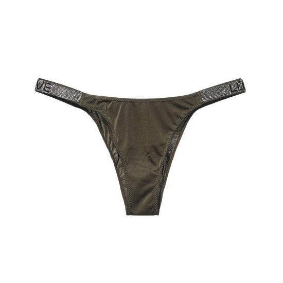 Glossy Thin Belt Hip-Lifting Sports Fitness Underwear Women $29.50 Dana Fashion Color: Green Size: L Women's clothing Specification: Function: Hip lift Material: Polyester fiber (polyester) Style: Sexy Waist type: High waist Clothing style details: Diamon