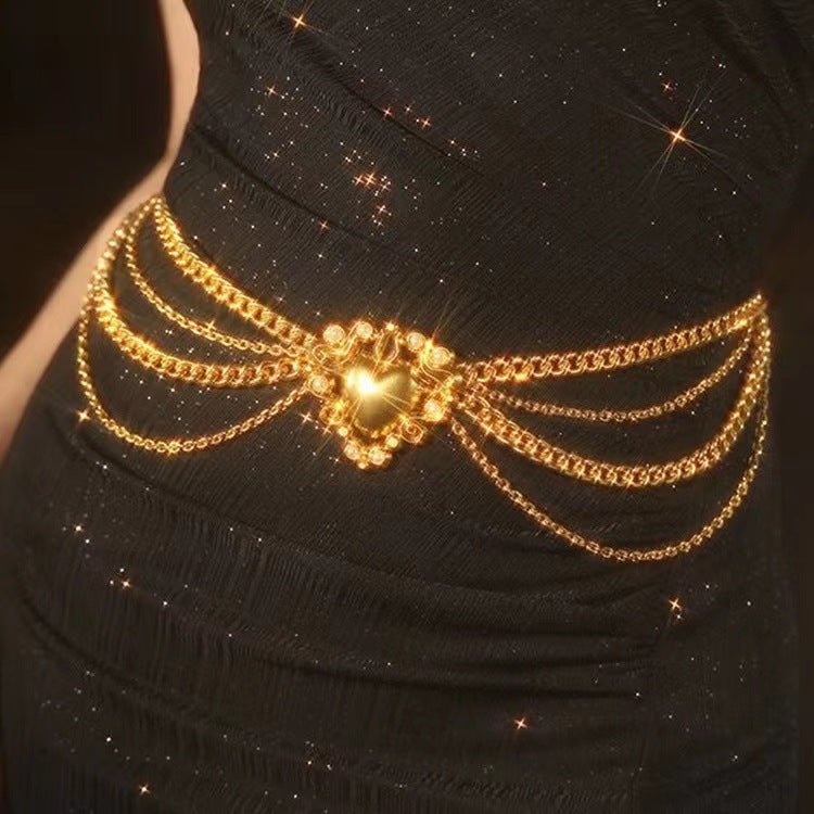 Gold Multi-layer Chain Love Waist Chain $19.00 Dana Fashion Color: Golden Waist Chain Women's Accessories Product information: Color: as main Image gold waist chain Material: Metal Popular elements: Tassel Style: Fashion Number of turns: single circle Pac