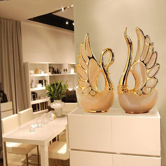 Gold-plated swan ornaments $79.00 Dana Fashion Color: Golden Size: S Dana's Kitchen Material: white porcelain Process: electroplating Surface technology: electroplating