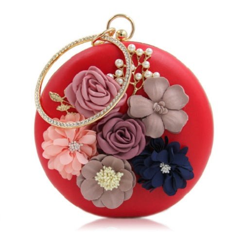 Gorgeous Round Clutches - RED $85.00 Dana Fashion Color: Black Women's Bags Texture: PU material Process: artificial leather Closed way: lock pattern: plain Style: European and American Fashion shape: round box Condition: New Popular elements: flowers siz