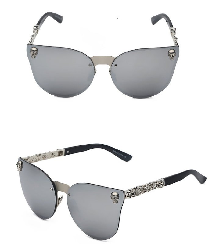 Gothic new reflective sunglasses men and women tide personality metal large box sunglasses taro decorative glasses $35.00 Dana Fashion Color: White Women's Accessories Lens material: PC Function: Anti-UVA Anti-UVB Color classification: black film, blue re