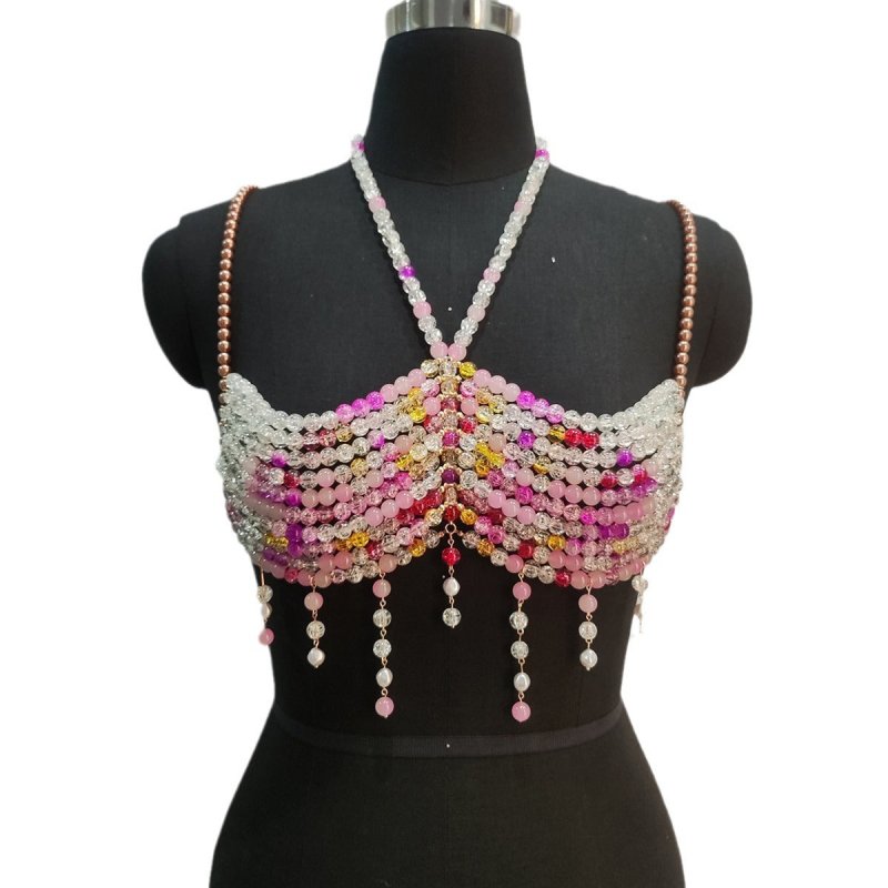 Gradient Color Glass Beaded Chest Necklace Heavy Industry Colorful Beads Body Chains $125.00 Dana Fashion Color: Picture Color Women's Accessories Product information: Color: Picture color Packing list: Body Chains*1 Product Image: