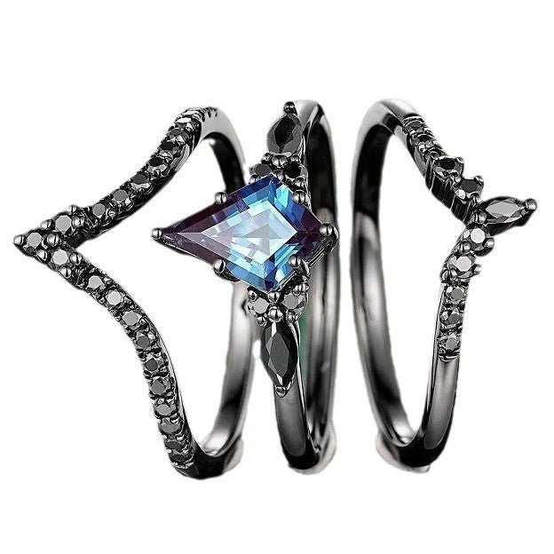 Gun Black Retro Three-piece Women's Ring $10.77 Dana Fashion Color: Colorful Size: 10 Yards Women's Accessories Product information: Type: Ring Treatment Process: Electroplating Color: Gun black colorful three-piece set Applicable population: Female Size: