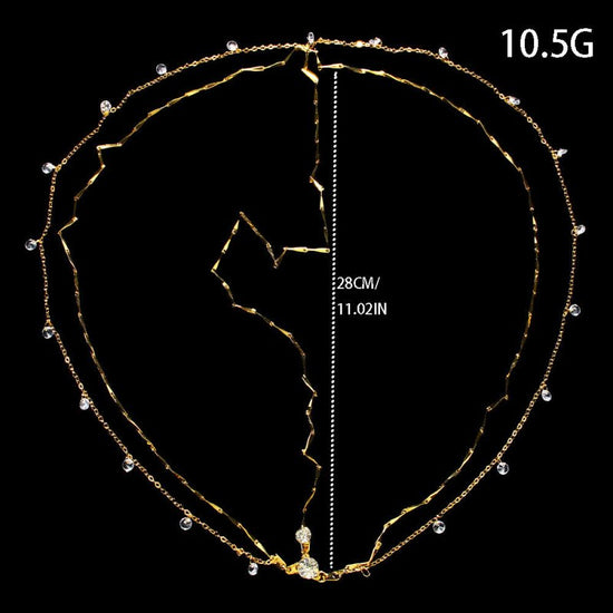 Hair Chain High-grade Rhinestone Pendant Headdress Simple Accessories $33.93 Dana Fashion Color: Gold Women's Accessories Product information: Color: gold, silver Material: Rhinestone Popular elements: water droplets Style: European and American Packing l