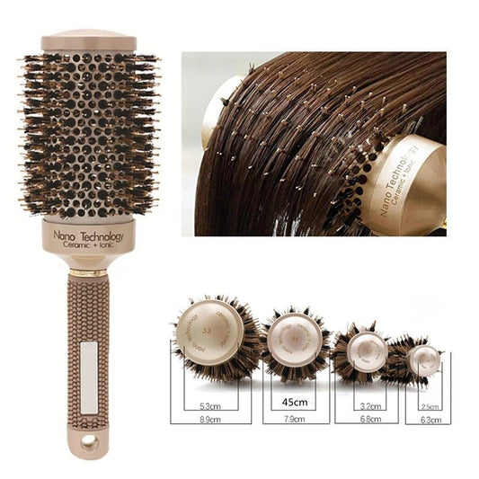 Hair Comb Brush Nano Hairbrush Ceramic Ion Round Barrel Comb Hairdressing Hair Salon Styling Tool $25.00 Dana Fashion style: A Beauty Tools Product material: Material: ABS Details: Product category: Curling comb Size: Above 20cm Ceramic panel/uniform heat