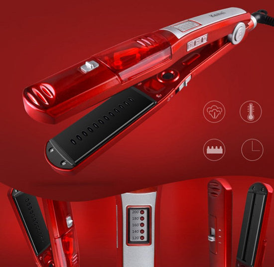 Hair straightener wholesale electric splint mixed batch steam hydrating straight hair stick $39.00 Dana Fashion Model: EU Beauty Tools Product category: Hair straightener Applicable hair: wet and dry Thermal conductor material: tourmaline ceramic Thermal