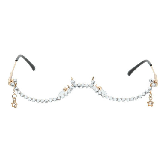 Half-rimmed glasses $25.00 Dana Fashion Color: AB drill Women's Accessories Model: 9021B Material: Alloy