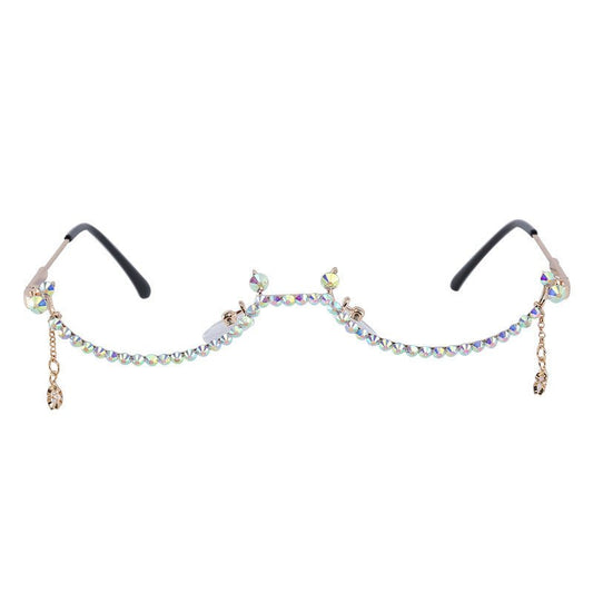 Half-rimmed glasses $25.00 Dana Fashion Color: AB drill Women's Accessories Model: 9021B Material: Alloy