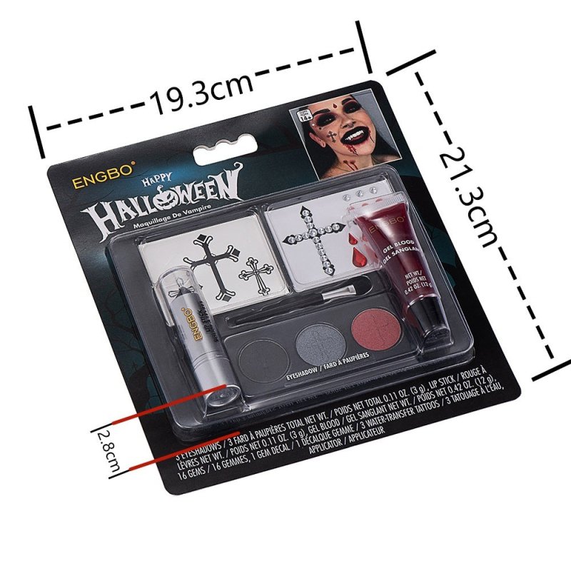 Halloween Dressing Cosmetics Cross-border Black Lipstick Smoky Makeup Plasma Stickers Halloween Painted Set $25.50 Dana Fashion Color Classification: WH 235 makeup Product information: Color: Black Applicable people: general Specification: Standard specif