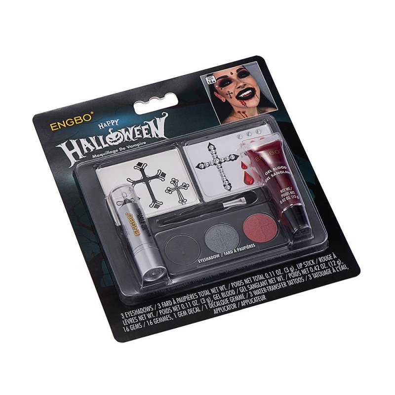 Halloween Dressing Cosmetics Cross-border Black Lipstick Smoky Makeup Plasma Stickers Halloween Painted Set $25.50 Dana Fashion Color Classification: WH 235 makeup Product information: Color: Black Applicable people: general Specification: Standard specif
